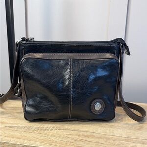 Mouflon Leather Purse Crossbody Bag with Brown Trim Canada